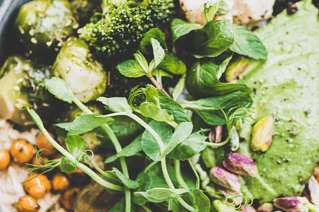 Bild på en tallrik med broccoli och grönsaker